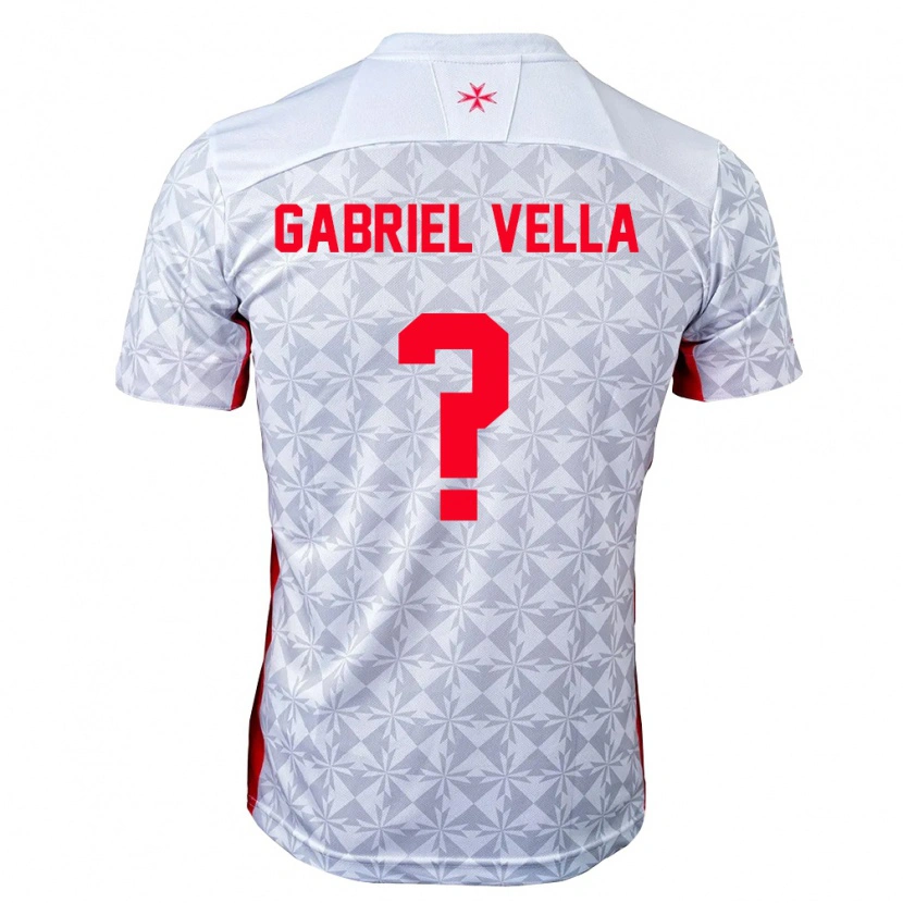 Danxen Hombre Camiseta Malta Gabriel Vella #0 Gris Blanco Rojo 2ª Equipación 26-28 La Camisa México