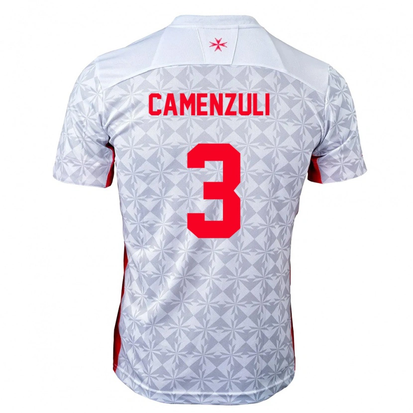 Danxen Hombre Camiseta Malta Ryan Camenzuli #3 Gris Blanco Rojo 2ª Equipación 26-28 La Camisa México