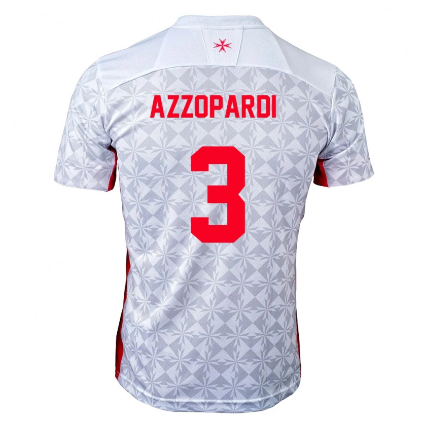 Danxen Hombre Camiseta Malta Miguel Azzopardi #3 Gris Blanco Rojo 2ª Equipación 26-28 La Camisa México