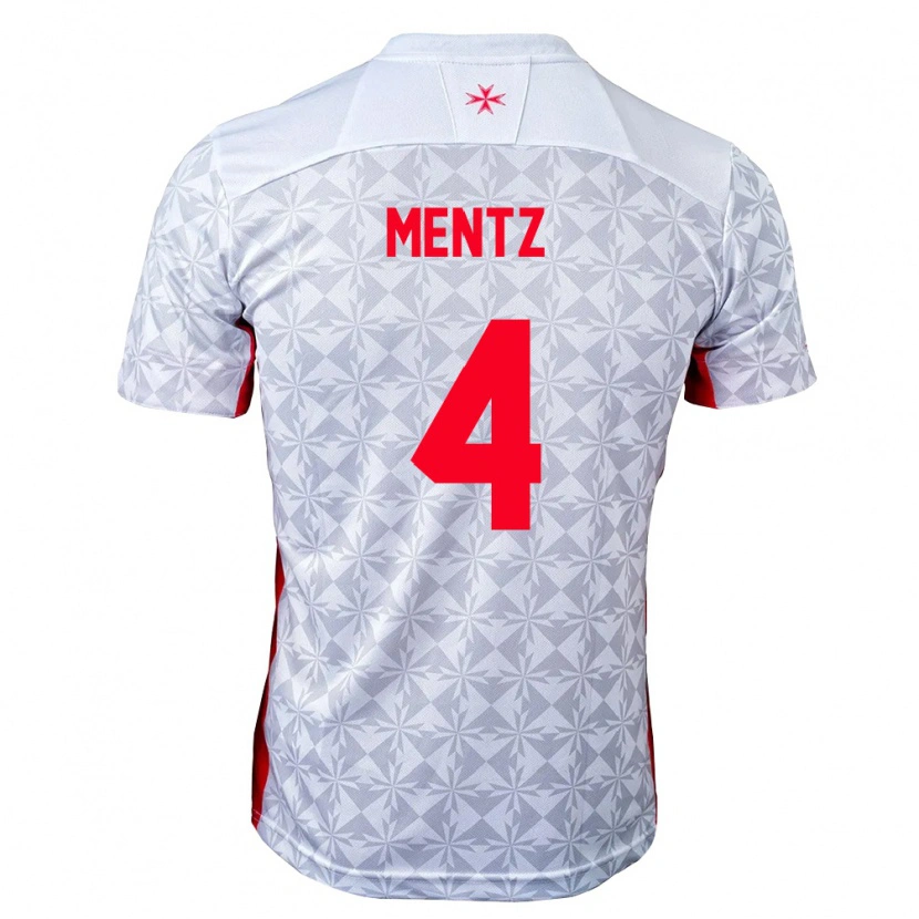 Danxen Hombre Camiseta Malta Gabriel Mentz #4 Gris Blanco Rojo 2ª Equipación 26-28 La Camisa México