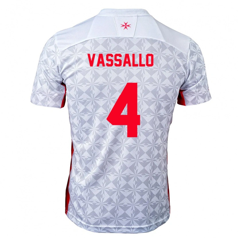 Danxen Hombre Camiseta Malta Jake Vassallo #4 Gris Blanco Rojo 2ª Equipación 26-28 La Camisa México