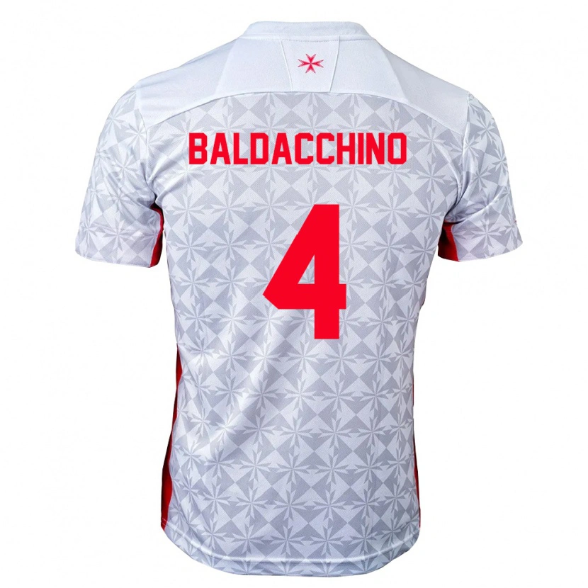 Danxen Hombre Camiseta Malta Jerome Baldacchino #4 Gris Blanco Rojo 2ª Equipación 26-28 La Camisa México
