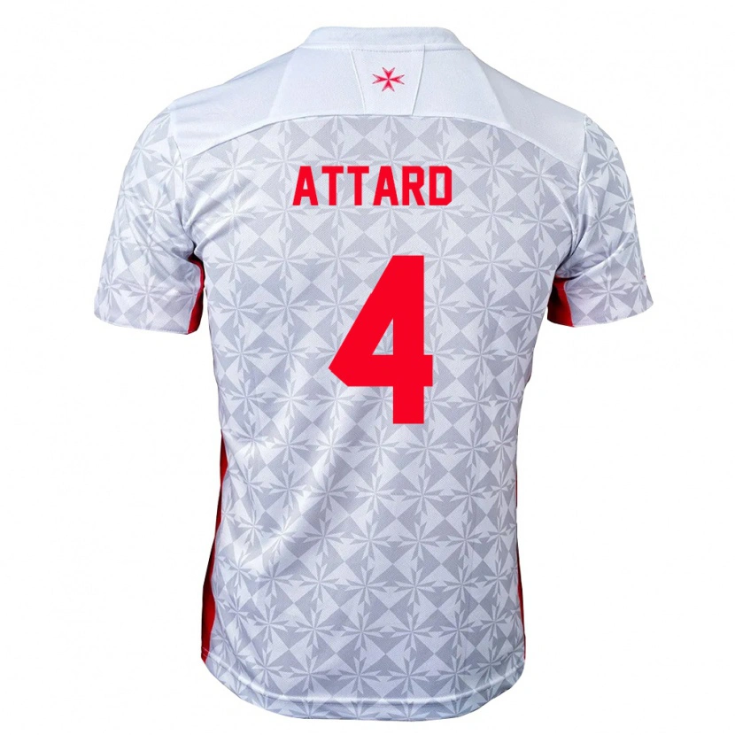Danxen Hombre Camiseta Malta Lydon Attard #4 Gris Blanco Rojo 2ª Equipación 26-28 La Camisa México