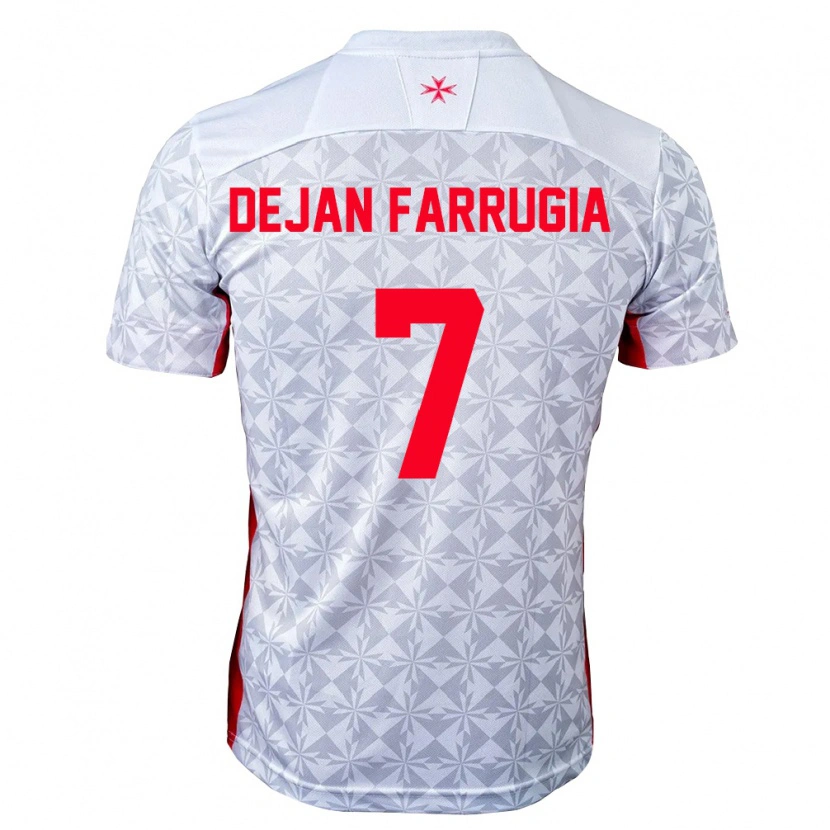 Danxen Hombre Camiseta Malta Dejan Farrugia #7 Gris Blanco Rojo 2ª Equipación 26-28 La Camisa México