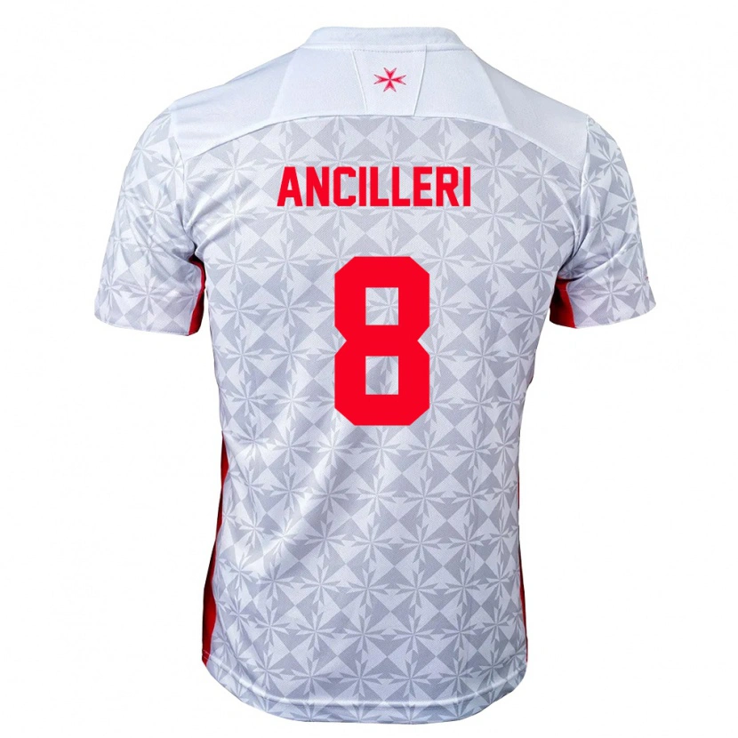 Danxen Hombre Camiseta Malta Mattiaz Ancilleri #8 Gris Blanco Rojo 2ª Equipación 26-28 La Camisa México
