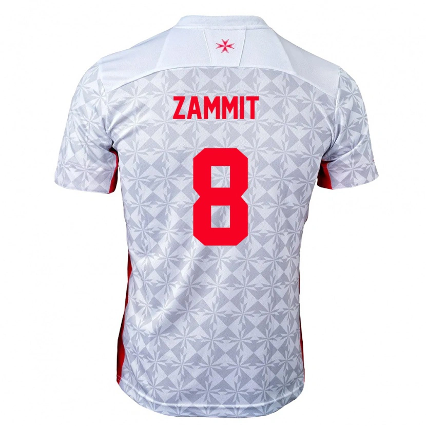 Danxen Hombre Camiseta Malta Kaylon Zammit #8 Gris Blanco Rojo 2ª Equipación 26-28 La Camisa México