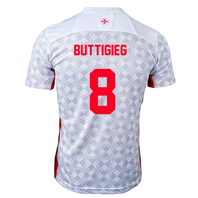 Danxen Hombre Camiseta Malta Luke Buttigieg #8 Gris Blanco Rojo 2ª Equipación 26-28 La Camisa México