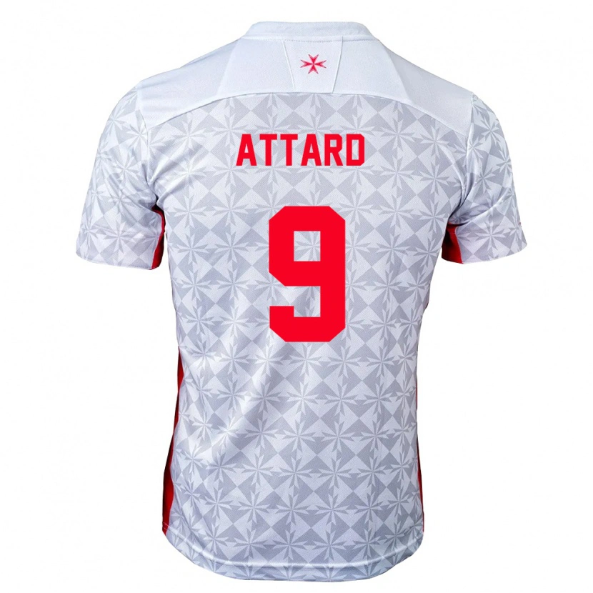 Danxen Hombre Camiseta Malta Denzel Attard #9 Gris Blanco Rojo 2ª Equipación 26-28 La Camisa México