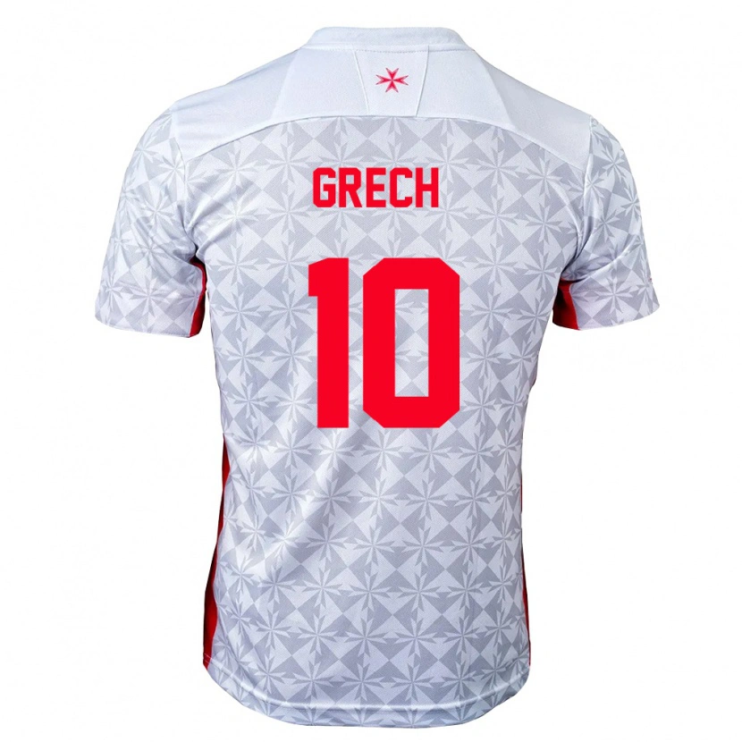 Danxen Hombre Camiseta Malta Jake Grech #10 Gris Blanco Rojo 2ª Equipación 26-28 La Camisa México
