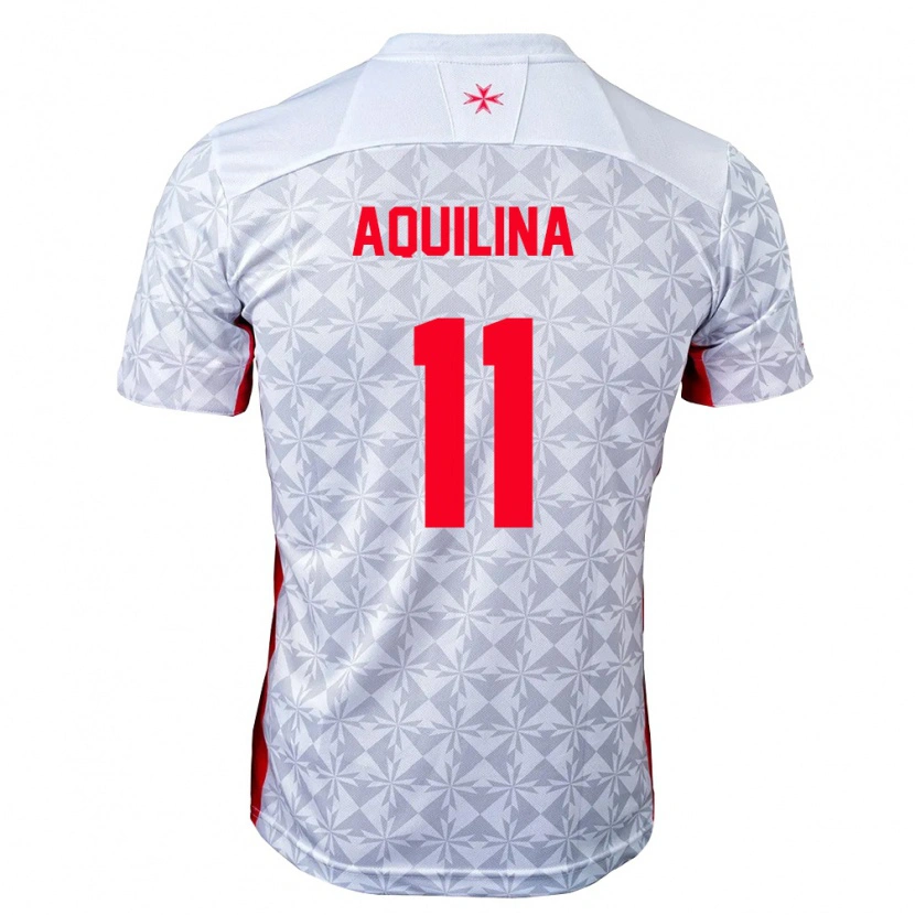 Danxen Hombre Camiseta Malta Ayrem Aquilina #11 Gris Blanco Rojo 2ª Equipación 26-28 La Camisa México