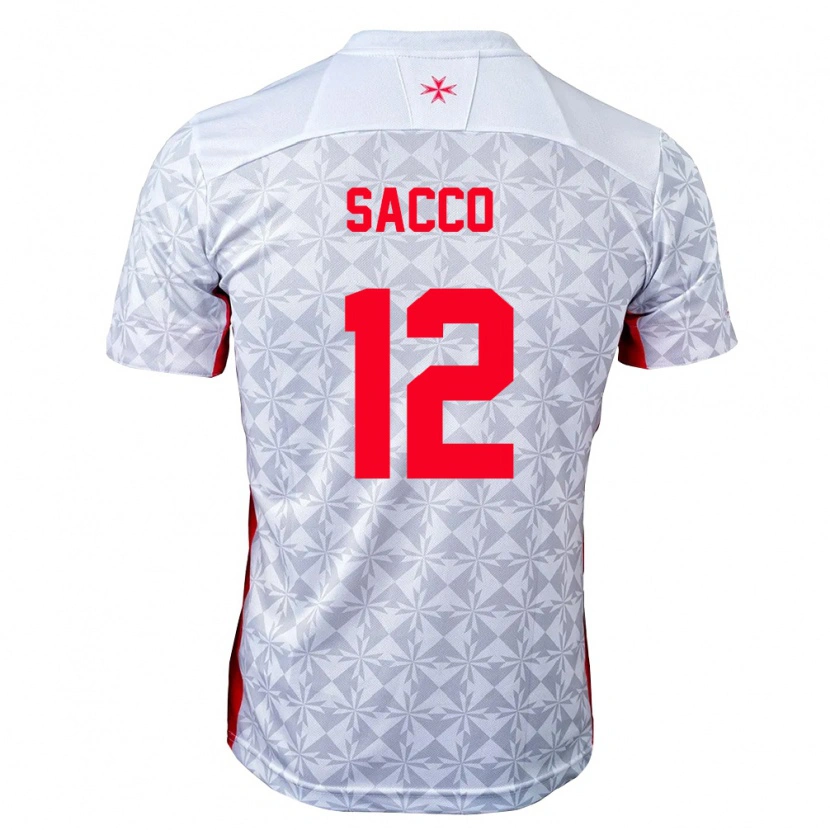 Danxen Hombre Camiseta Malta Hugo Sacco #12 Gris Blanco Rojo 2ª Equipación 26-28 La Camisa México
