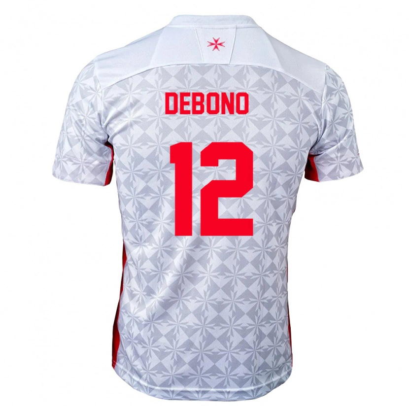 Danxen Hombre Camiseta Malta Matthias Debono #12 Gris Blanco Rojo 2ª Equipación 26-28 La Camisa México