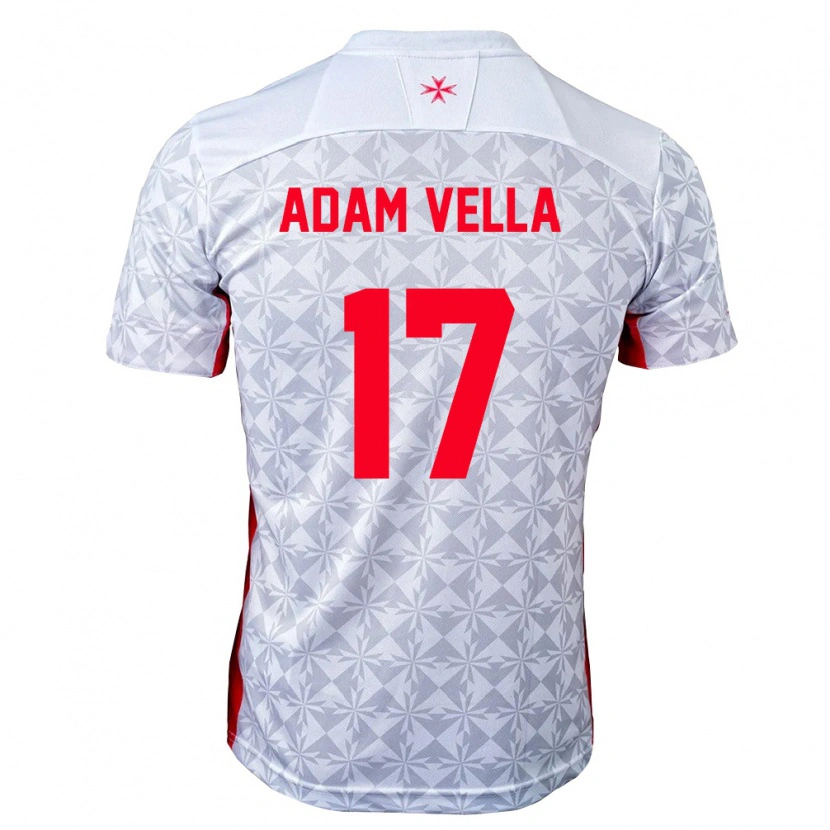 Danxen Hombre Camiseta Malta Adam Vella #17 Gris Blanco Rojo 2ª Equipación 26-28 La Camisa México