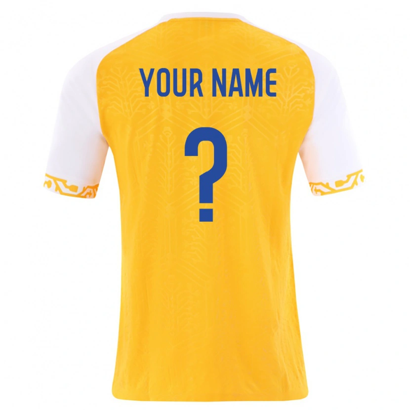 Danxen Hombre Camiseta Moldavia Su Nombre #0 Amarillo Blanco 2ª Equipación 26-28 La Camisa México