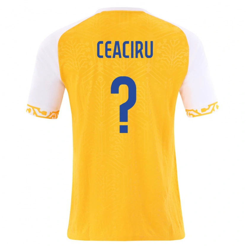 Danxen Hombre Camiseta Moldavia Nicolae Ceaciru #0 Amarillo Blanco 2ª Equipación 26-28 La Camisa México