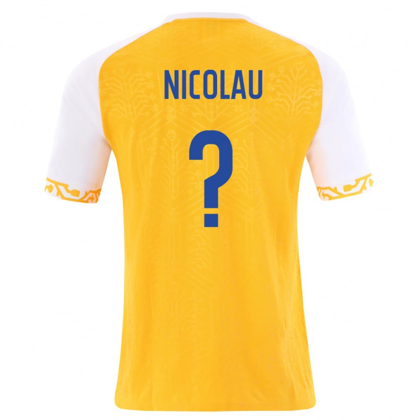 Danxen Hombre Camiseta Moldavia Alexandru Nicolau #0 Amarillo Blanco 2ª Equipación 26-28 La Camisa México