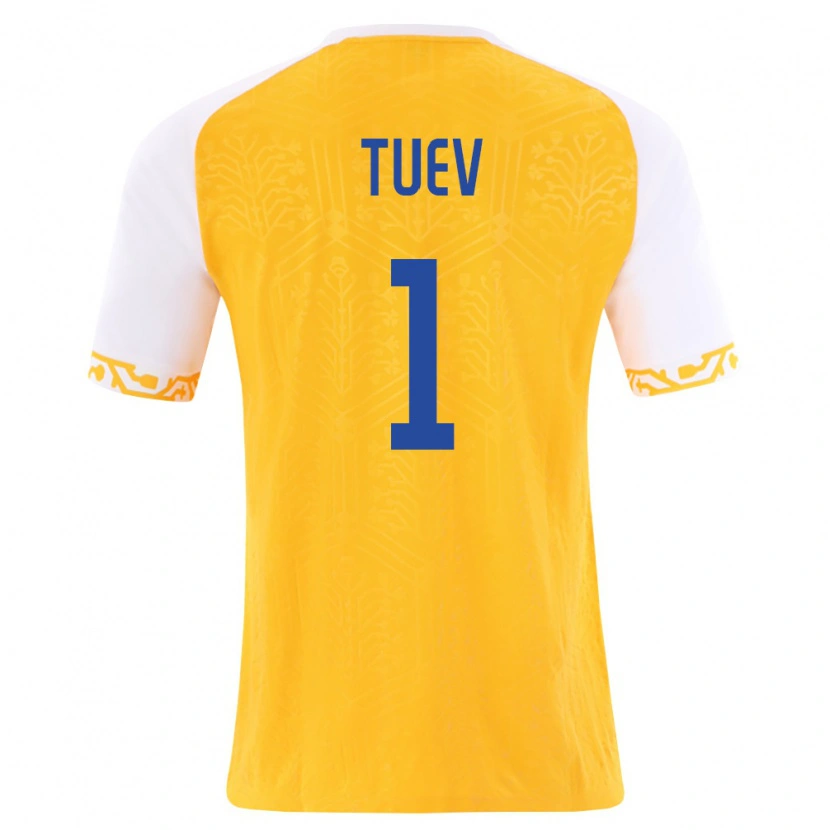 Danxen Hombre Camiseta Moldavia Artur Tuev #1 Amarillo Blanco 2ª Equipación 26-28 La Camisa México