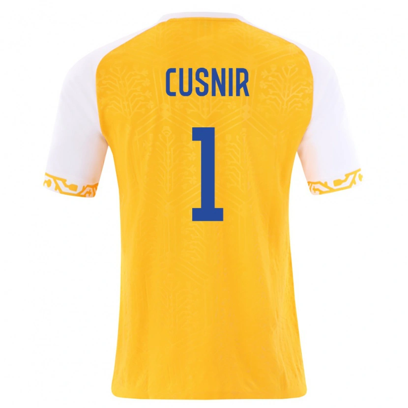Danxen Hombre Camiseta Moldavia Eduard Cusnir #1 Amarillo Blanco 2ª Equipación 26-28 La Camisa México