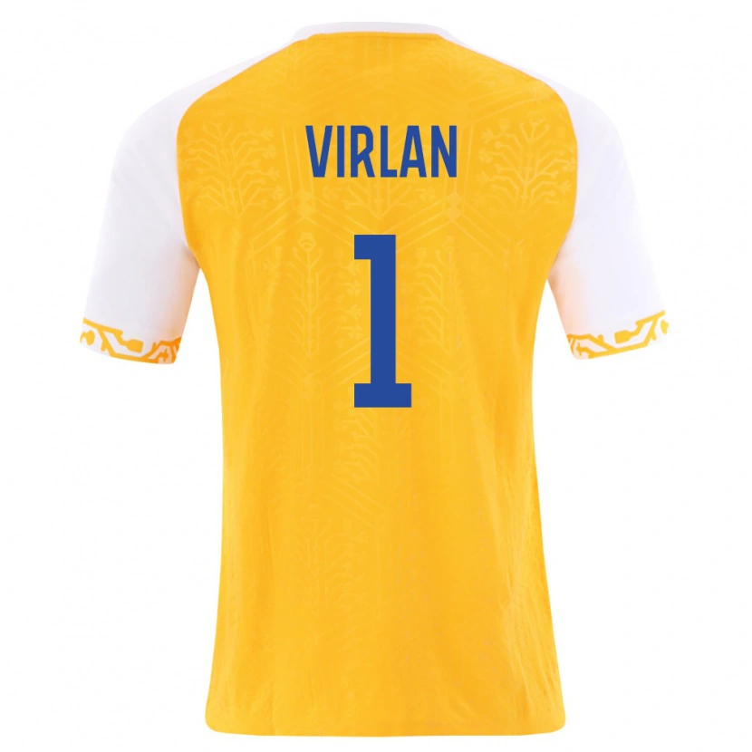 Danxen Hombre Camiseta Moldavia Daniel Vîrlan #1 Amarillo Blanco 2ª Equipación 26-28 La Camisa México