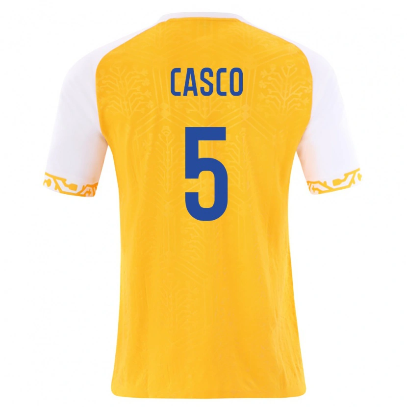 Danxen Hombre Camiseta Moldavia Antonii Casco #5 Amarillo Blanco 2ª Equipación 26-28 La Camisa México