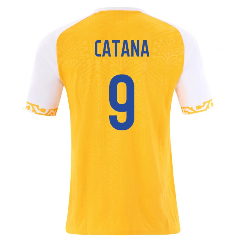 Danxen Hombre Camiseta Moldavia Daniel Catană #9 Amarillo Blanco 2ª Equipación 26-28 La Camisa México