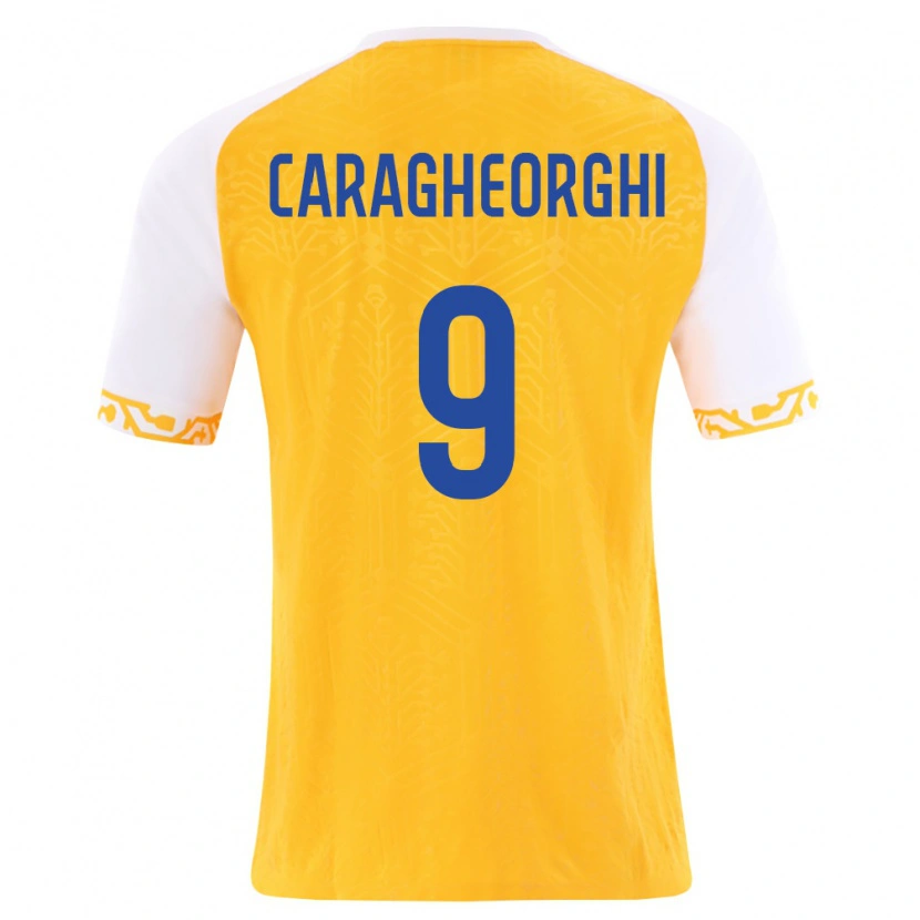 Danxen Hombre Camiseta Moldavia Nichita Caragheorghi #9 Amarillo Blanco 2ª Equipación 26-28 La Camisa México