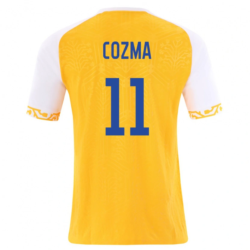 Danxen Hombre Camiseta Moldavia Veaceslav Cozma #11 Amarillo Blanco 2ª Equipación 26-28 La Camisa México