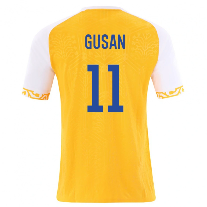 Danxen Hombre Camiseta Moldavia Justian Gusan #11 Amarillo Blanco 2ª Equipación 26-28 La Camisa México