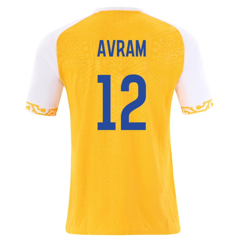 Danxen Hombre Camiseta Moldavia Cristian Avram #12 Amarillo Blanco 2ª Equipación 26-28 La Camisa México