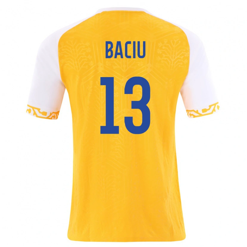 Danxen Hombre Camiseta Moldavia Victor Baciu #13 Amarillo Blanco 2ª Equipación 26-28 La Camisa México