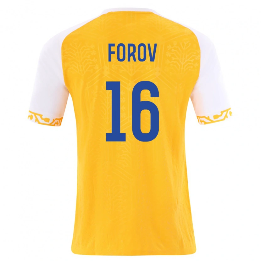 Danxen Hombre Camiseta Moldavia Danila Forov #16 Amarillo Blanco 2ª Equipación 26-28 La Camisa México