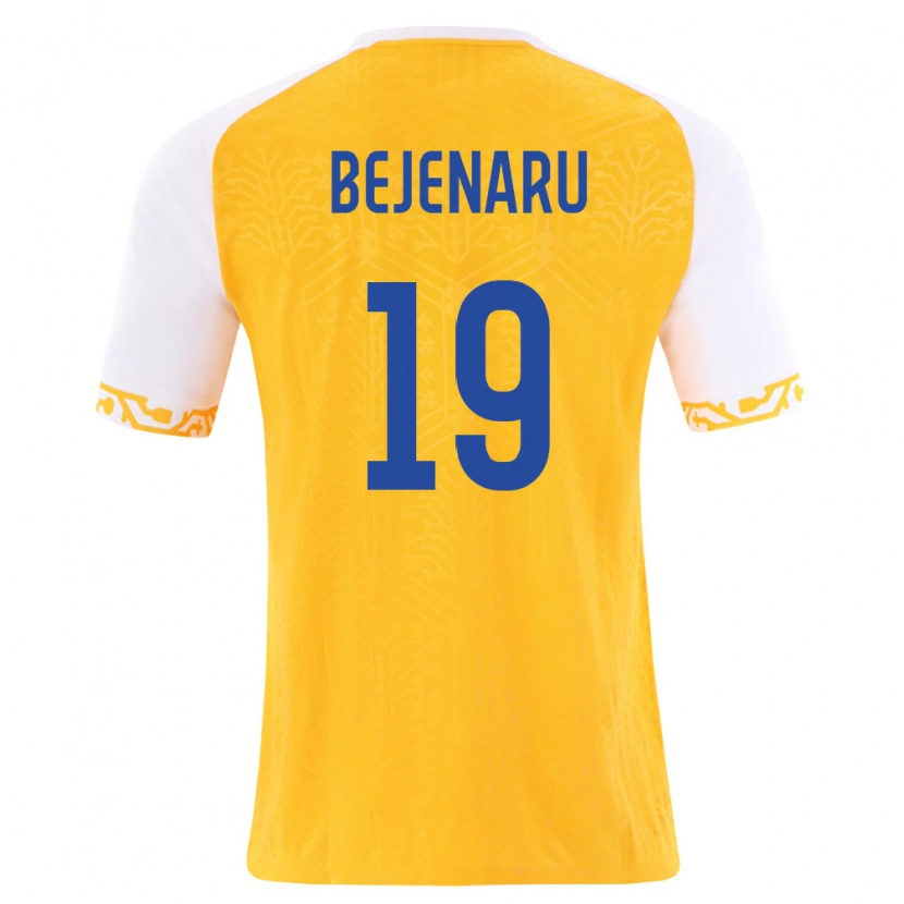 Danxen Hombre Camiseta Moldavia Vadim Bejenaru #19 Amarillo Blanco 2ª Equipación 26-28 La Camisa México
