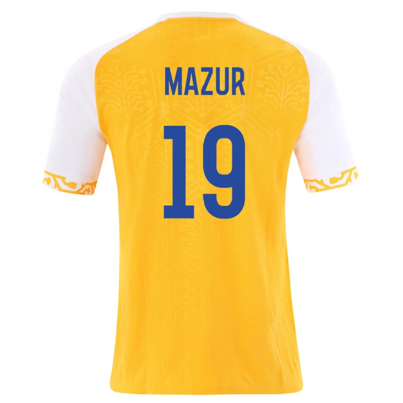 Danxen Hombre Camiseta Moldavia Serghei Mazur #19 Amarillo Blanco 2ª Equipación 26-28 La Camisa México