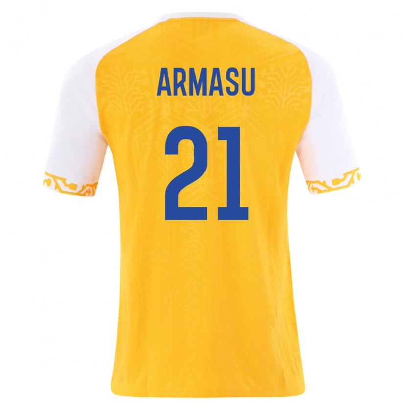 Danxen Hombre Camiseta Moldavia Daniel Armasu #21 Amarillo Blanco 2ª Equipación 26-28 La Camisa México