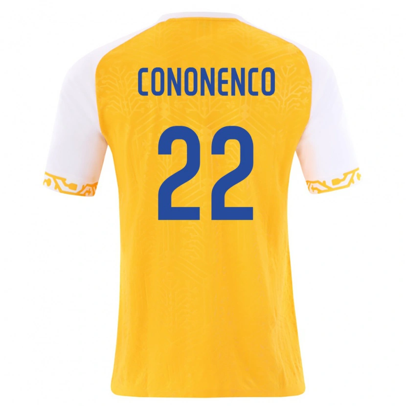 Danxen Hombre Camiseta Moldavia Maxim Cononenco #22 Amarillo Blanco 2ª Equipación 26-28 La Camisa México