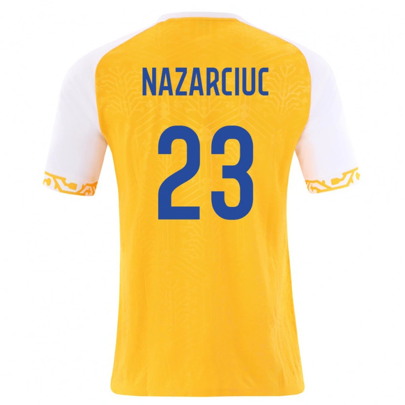 Danxen Hombre Camiseta Moldavia Artur Nazarciuc #23 Amarillo Blanco 2ª Equipación 26-28 La Camisa México
