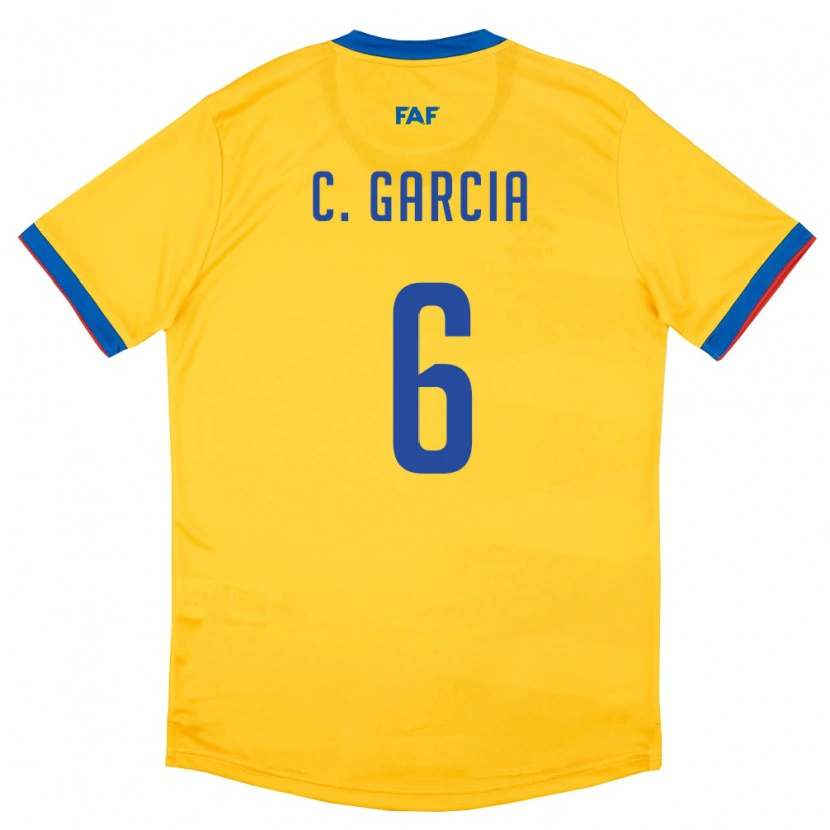 Danxen Hombre Camiseta Andorra Christian Garcia #6 Amarillo Azul Rojo 2ª Equipación 26-28 La Camisa México