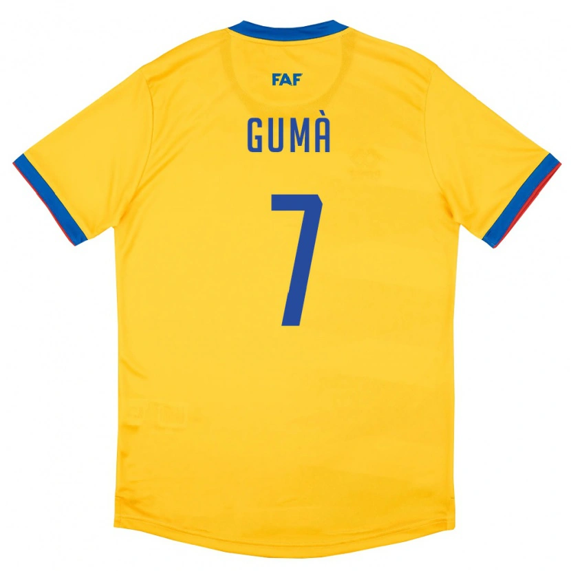 Danxen Hombre Camiseta Andorra Jan Gumà #7 Amarillo Azul Rojo 2ª Equipación 26-28 La Camisa México