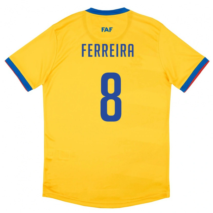 Danxen Hombre Camiseta Andorra Hugo Ferreira #8 Amarillo Azul Rojo 2ª Equipación 26-28 La Camisa México
