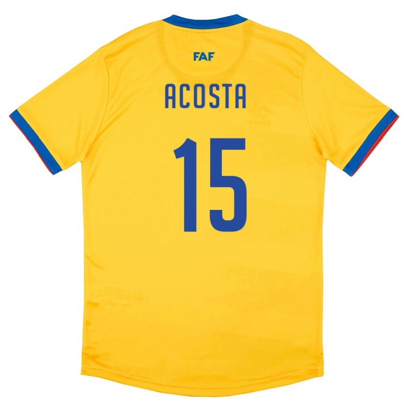 Danxen Hombre Camiseta Andorra Guillem Acosta #15 Amarillo Azul Rojo 2ª Equipación 26-28 La Camisa México