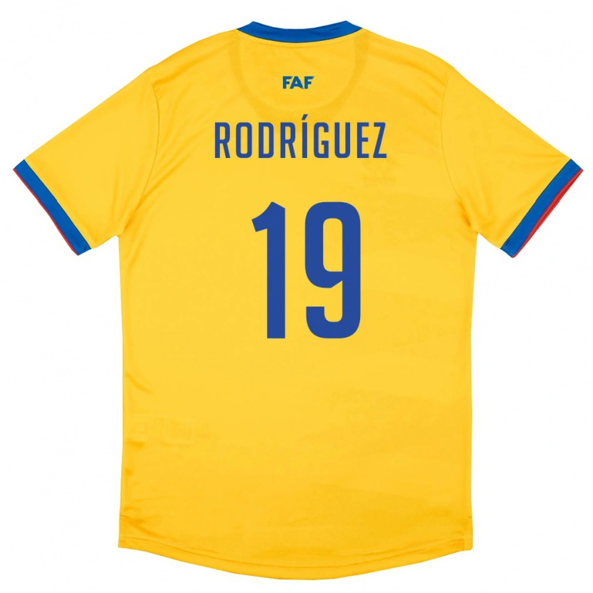 Danxen Hombre Camiseta Andorra Jan Rodríguez #19 Amarillo Azul Rojo 2ª Equipación 26-28 La Camisa México