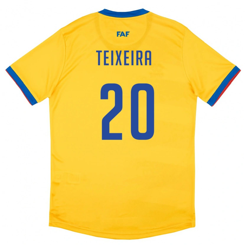 Danxen Hombre Camiseta Andorra João Teixeira #20 Amarillo Azul Rojo 2ª Equipación 26-28 La Camisa México