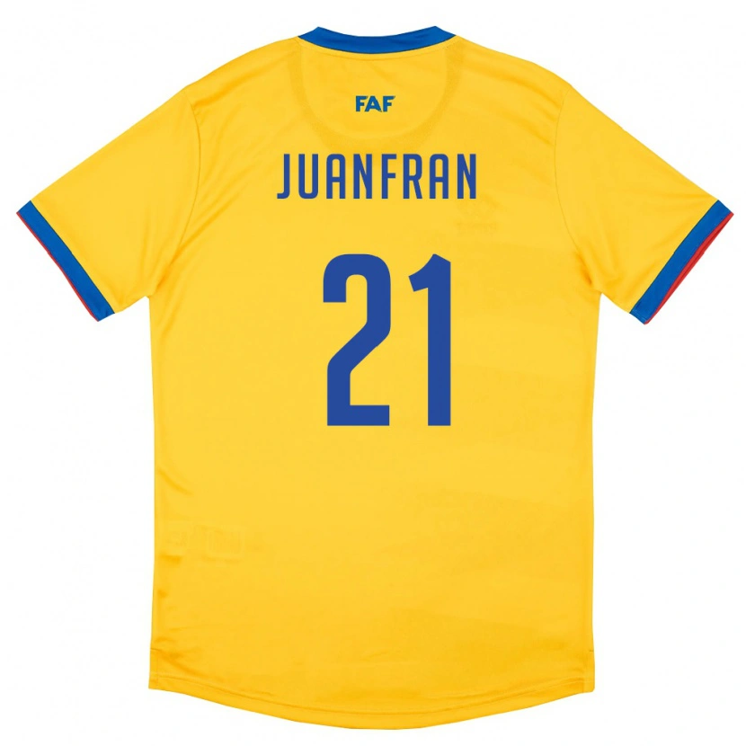 Danxen Hombre Camiseta Andorra Juanfran #21 Amarillo Azul Rojo 2ª Equipación 26-28 La Camisa México