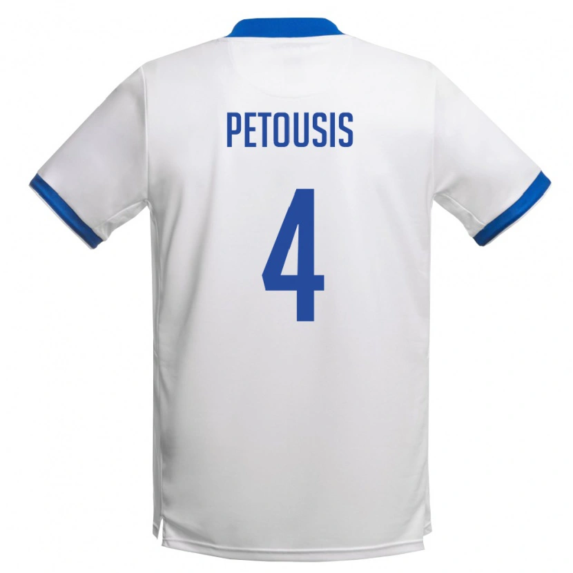 Danxen Hombre Camiseta Chipre Maximos Petousis #4 Blanco Azul Real 2ª Equipación 26-28 La Camisa México
