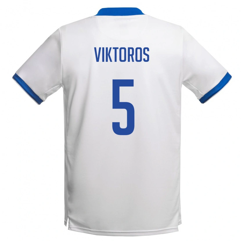 Danxen Hombre Camiseta Chipre Giorgos Viktoros #5 Blanco Azul Real 2ª Equipación 26-28 La Camisa México