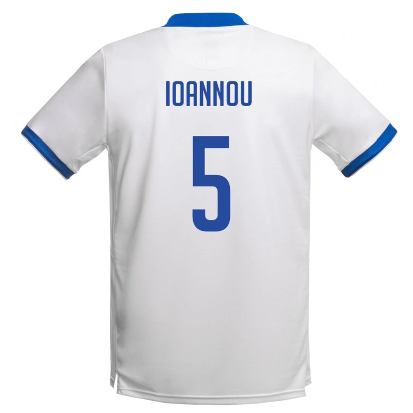 Danxen Hombre Camiseta Chipre Kosmas Ioannou #5 Blanco Azul Real 2ª Equipación 26-28 La Camisa México