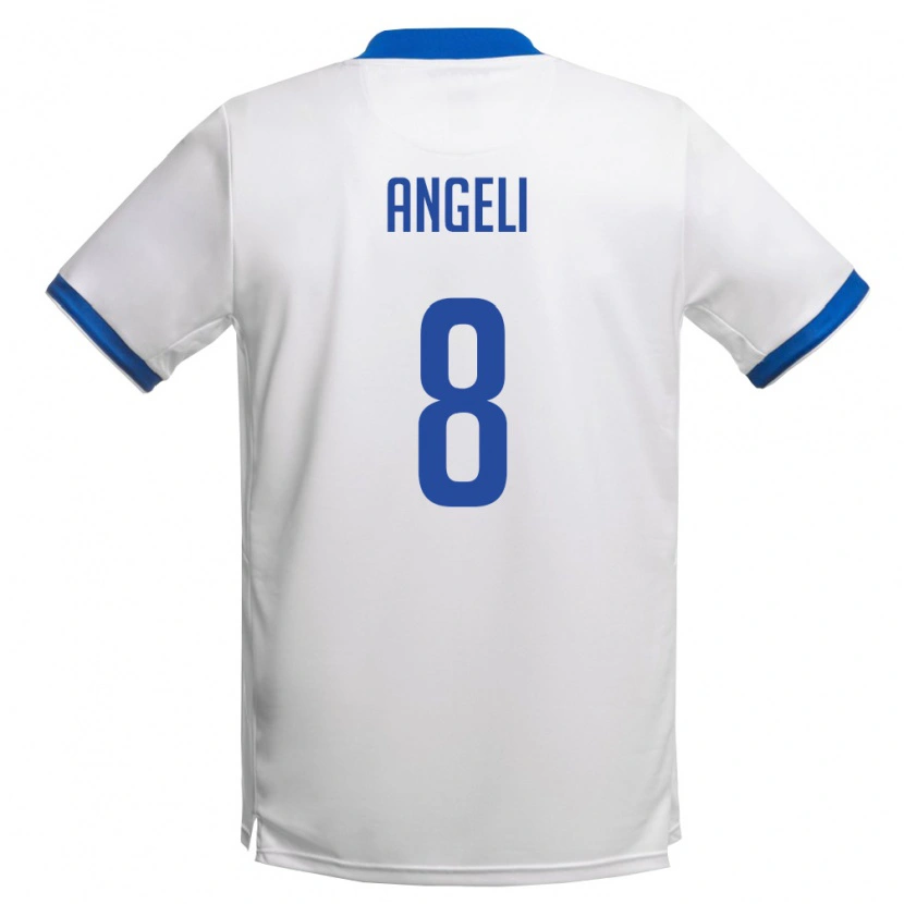 Danxen Hombre Camiseta Chipre Angelos Angeli #8 Blanco Azul Real 2ª Equipación 26-28 La Camisa México