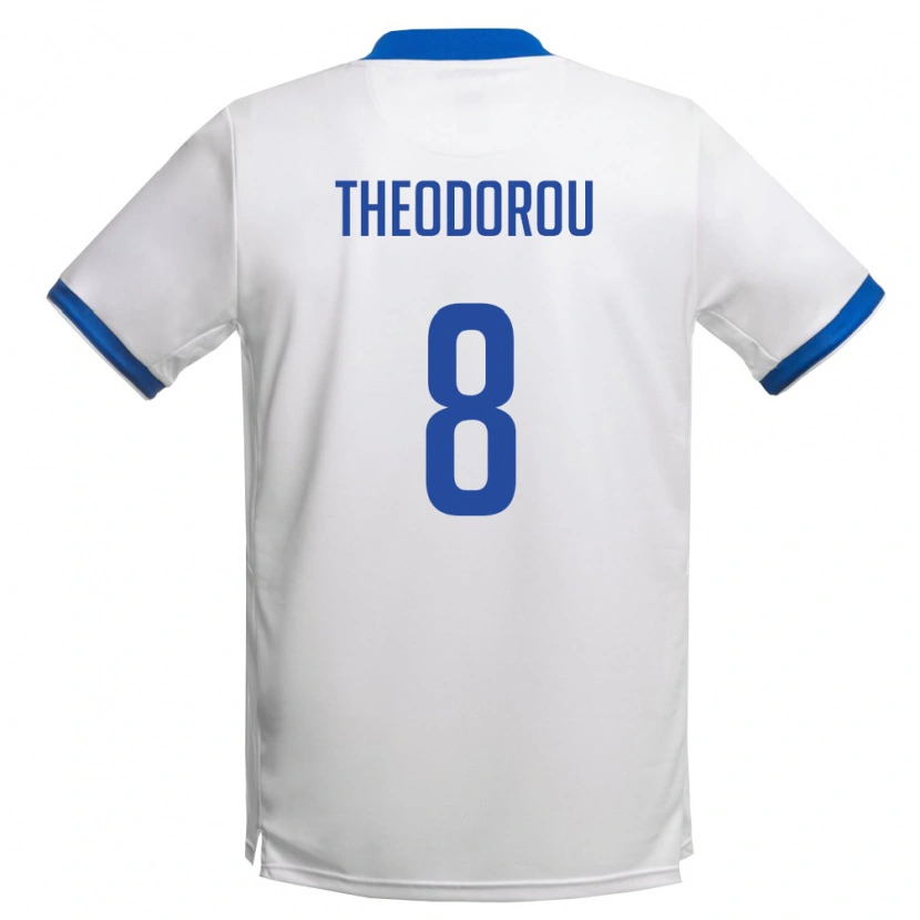 Danxen Hombre Camiseta Chipre Markos Theodorou #8 Blanco Azul Real 2ª Equipación 26-28 La Camisa México