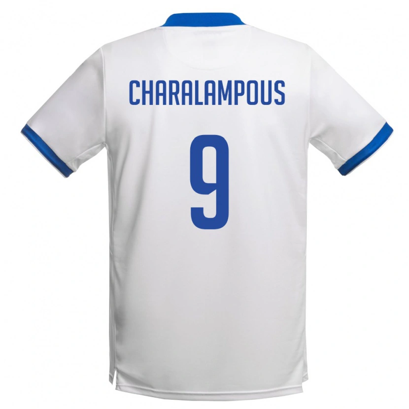Danxen Hombre Camiseta Chipre Evagoras Charalampous #9 Blanco Azul Real 2ª Equipación 26-28 La Camisa México