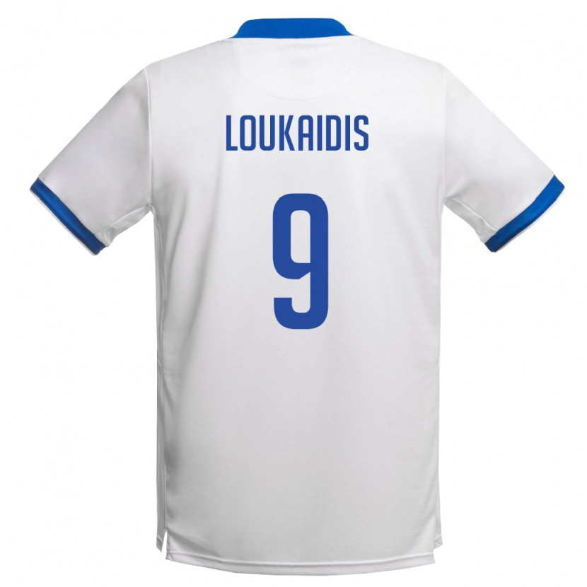 Danxen Hombre Camiseta Chipre Christos Loukaidis #9 Blanco Azul Real 2ª Equipación 26-28 La Camisa México